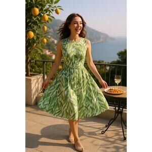 ASO Bewitched Vintage 60s dress Fit Flare Botanic Print UNION MADE Md